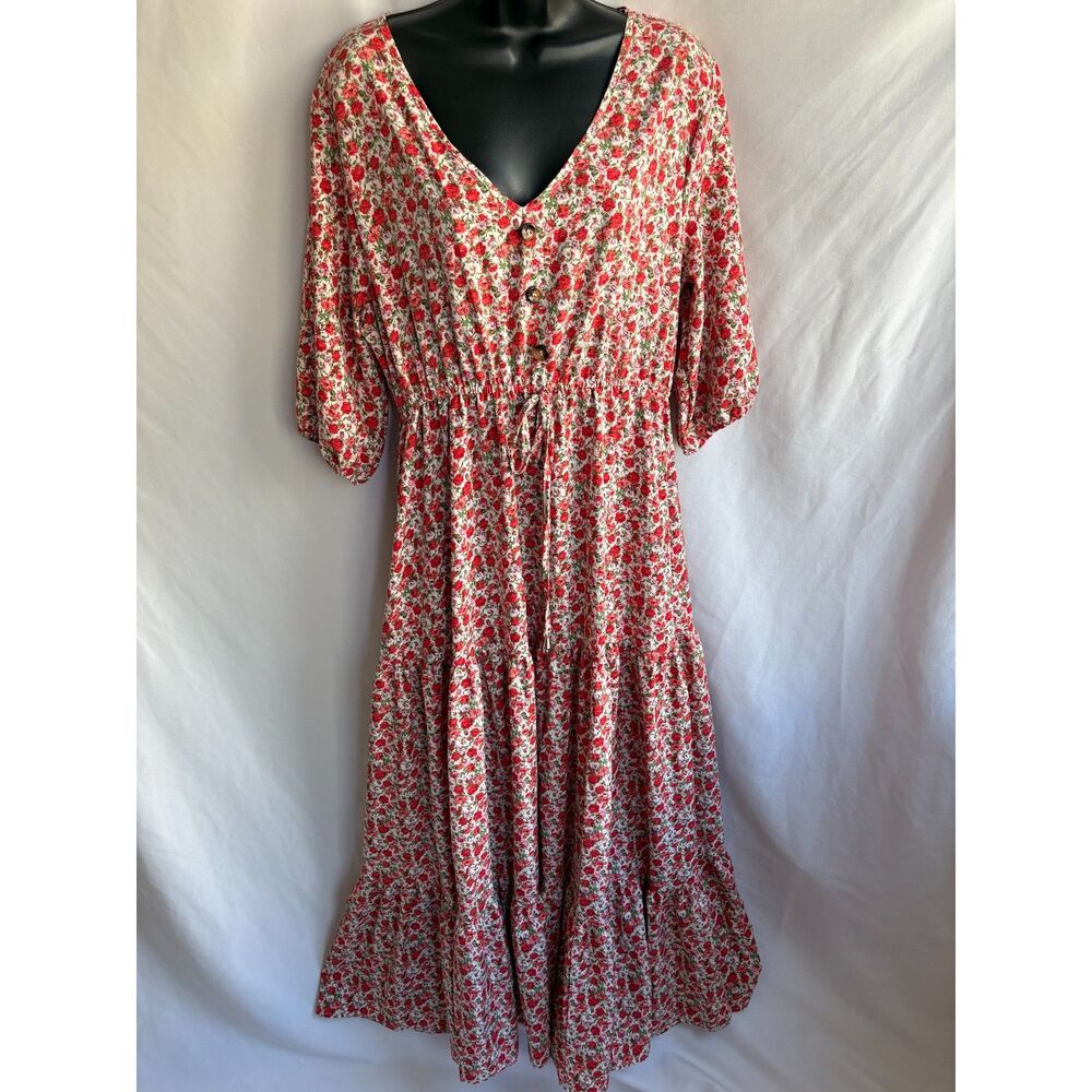 SHEIN Red Floral Maxi Dress